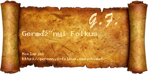 Germányi Folkus névjegykártya